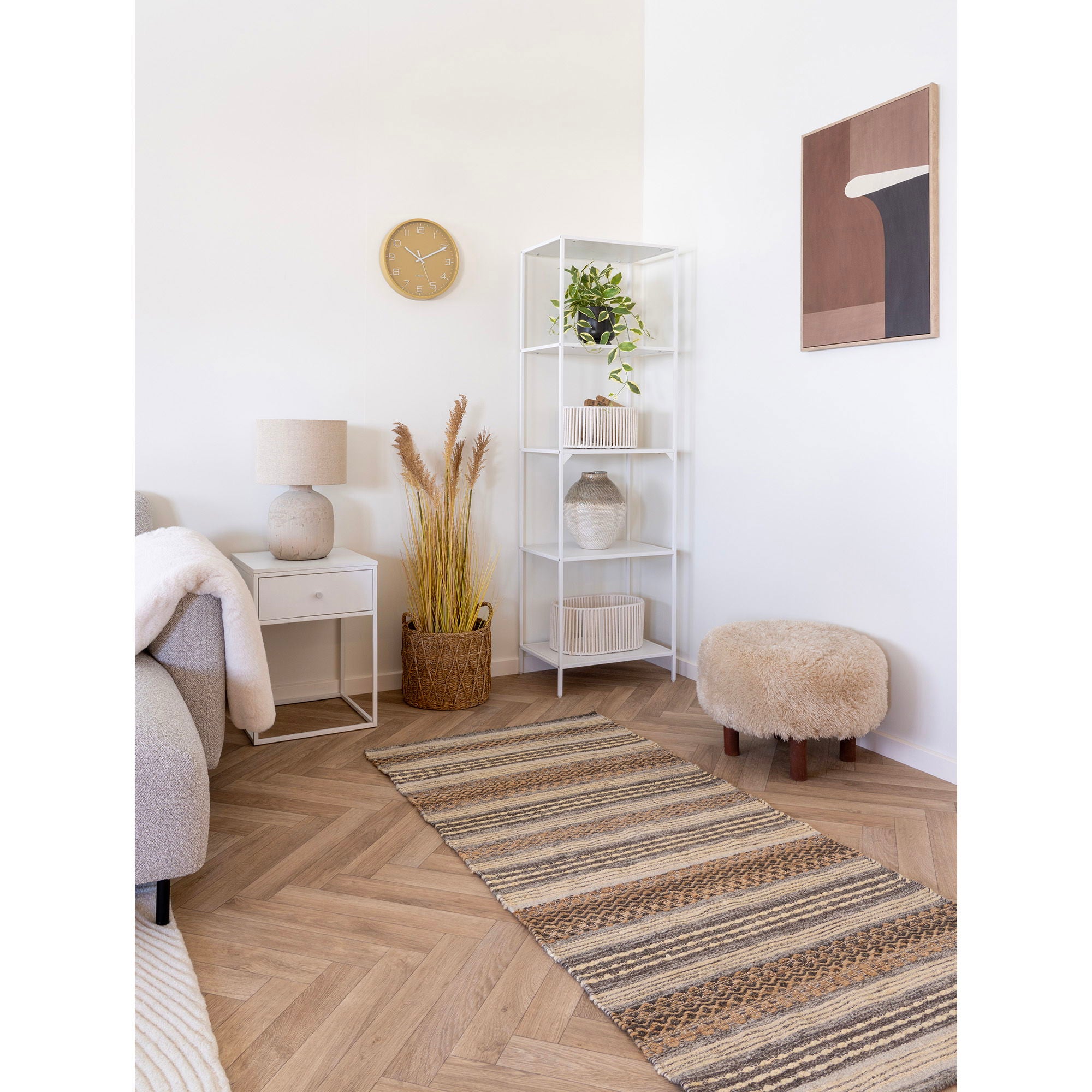 Morena – Läufer, handgewebt aus Jute und Wolle, Natur/Grau